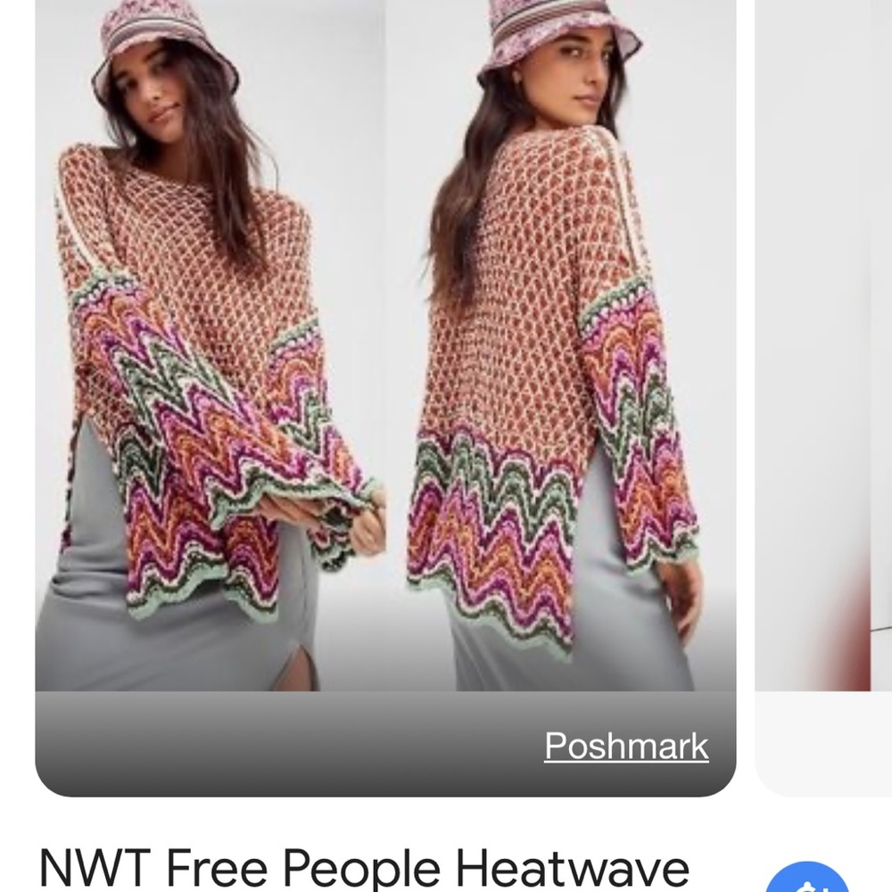 NWT Free people heatwave crochet pullover size L